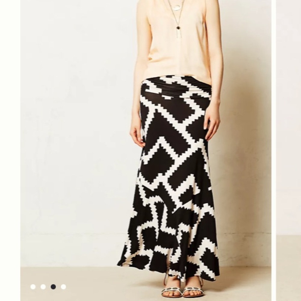 Anthropologie Maeve Ardennes Maxi Skirt Black & White XXS